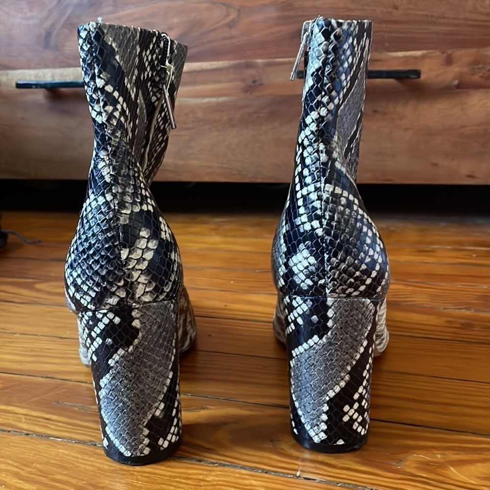 Marc Fisher Snakeskin Pattern Block Heel Booties … - image 5